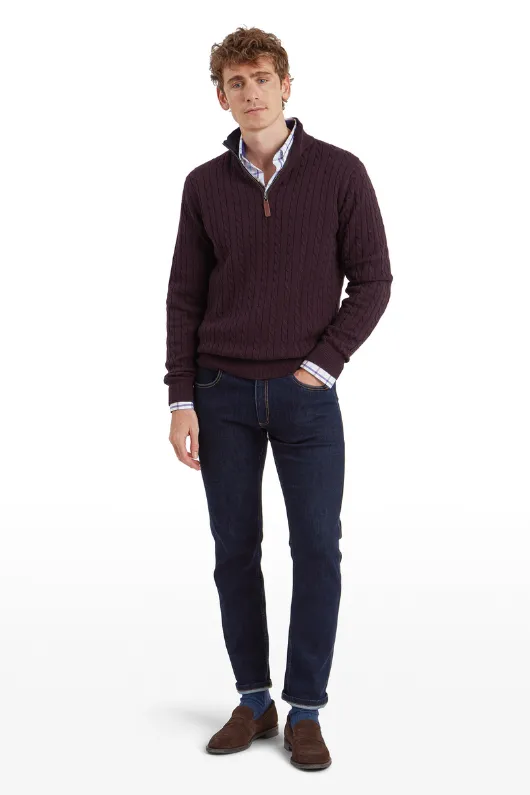 Calton Cotton Cashmere Cable 1/4 Zip Jumper