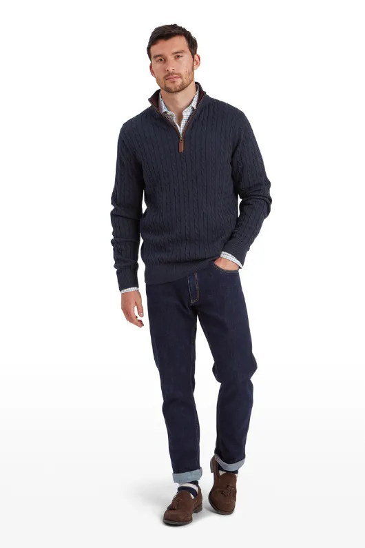 Calton Cotton Cashmere Cable 1/4 Zip Jumper