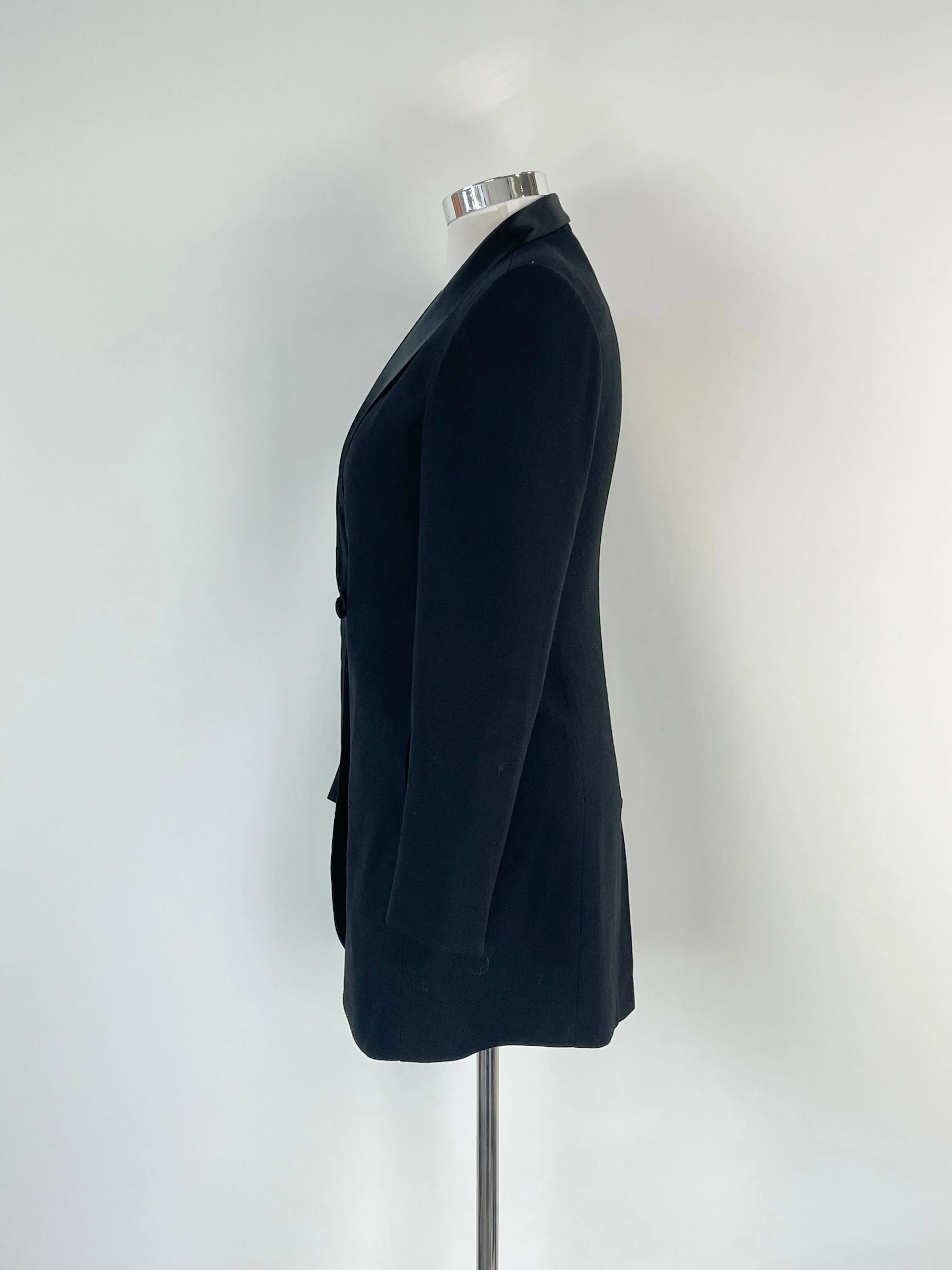 Carla Zampatti Satin-Lapel Black Wool Blazer  - AU10