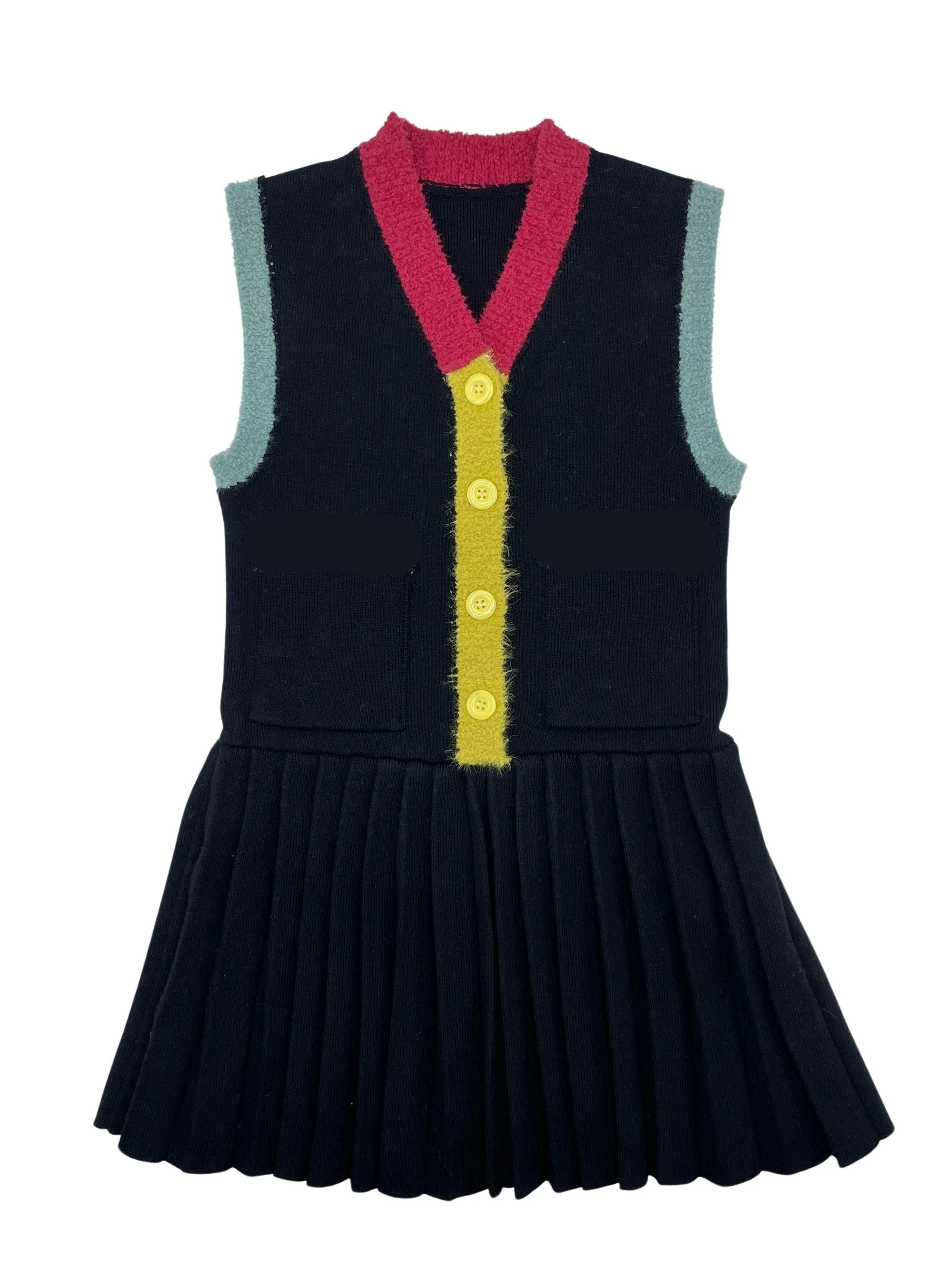 dress knit colorblock trims - black