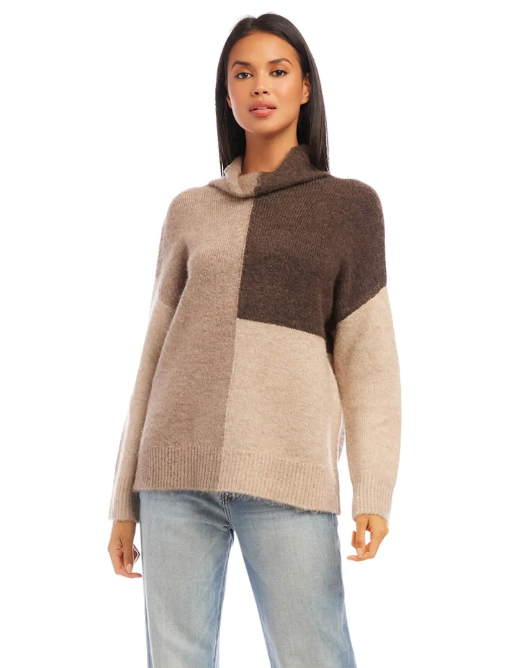 Karen Kane - Colorblock Sweater - Heather Browns