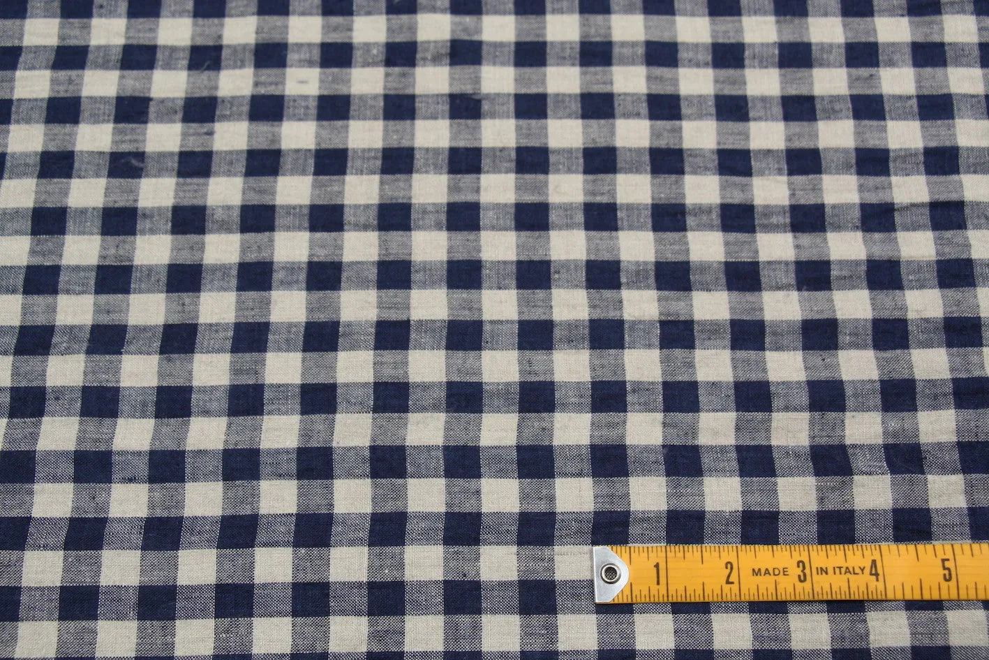 Mina Check Navy Washed Linen
