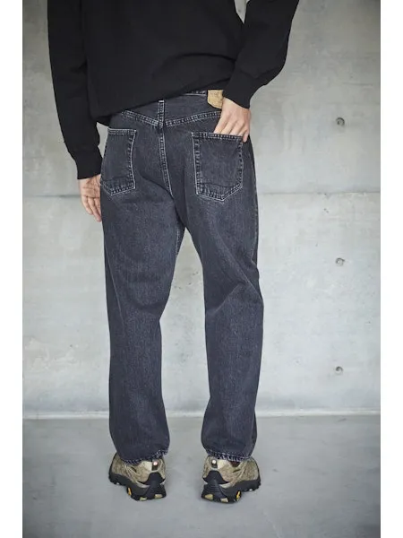 orSlow 101 DAD'S FIT DENIM PANTS (UNISEX) - Black Denim Stone