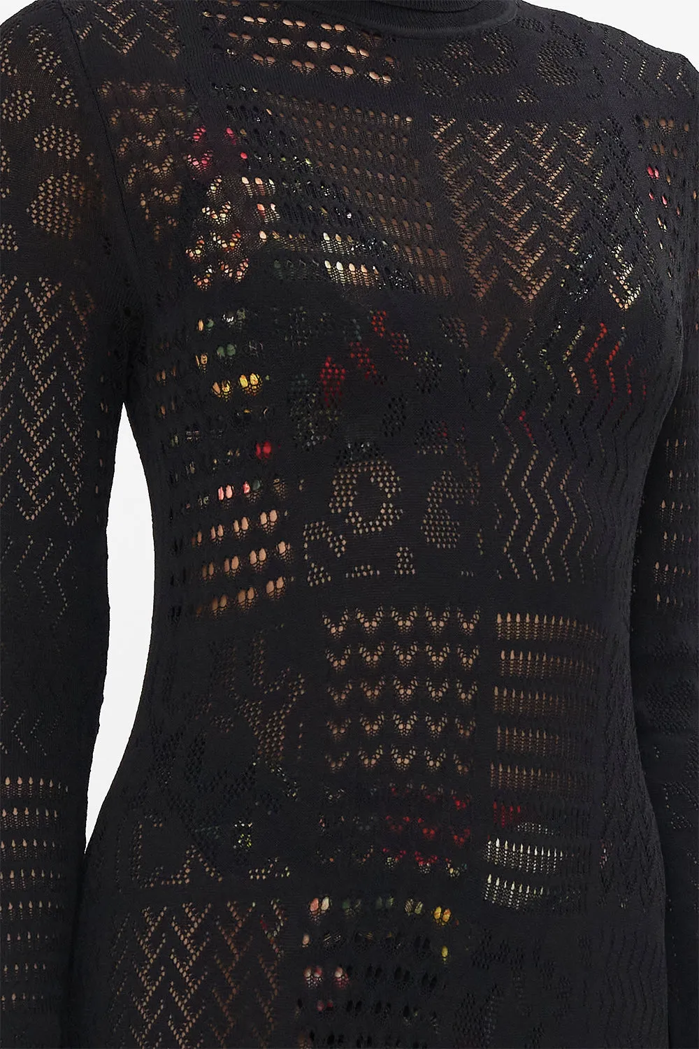 POINTELLE TURTLE NECK KNIT DRESS STITCHED IN TIME