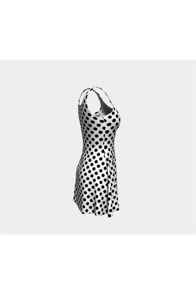 White & Black Polkadot Flare Dress